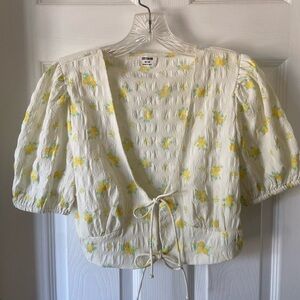 Cotton On White Floral Puff Sleeve Blouse